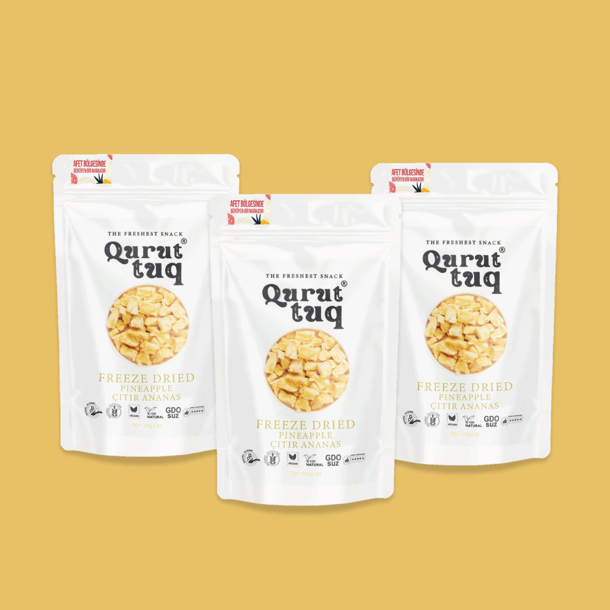3'lü Paket Freeze Dried Dondurularak Kurutulmuş Anans 3x20g