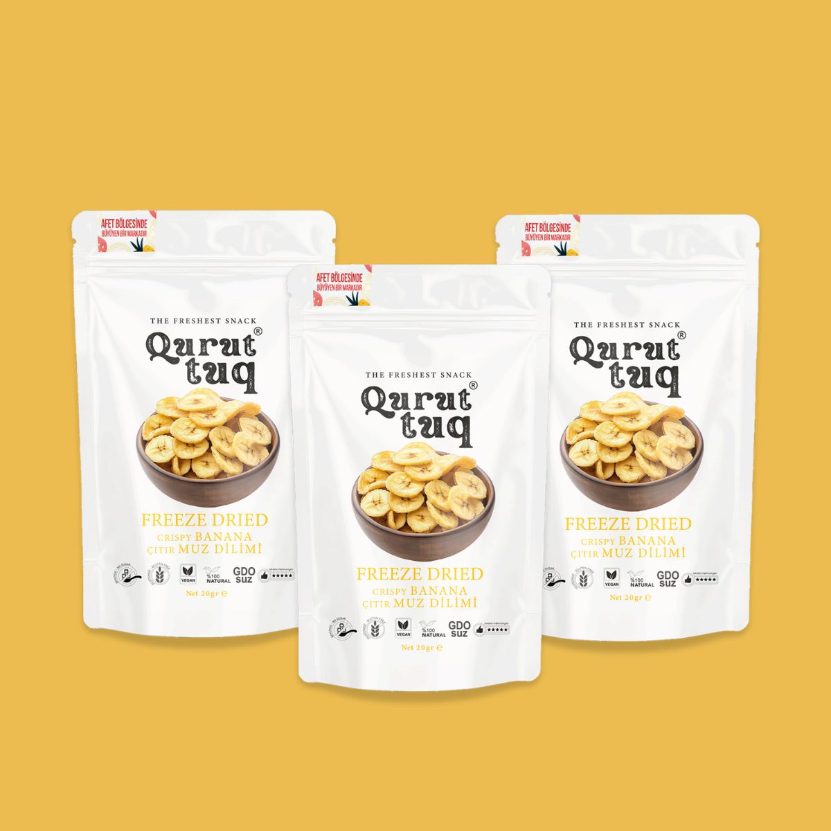 Freeze Dried-Dondurularak Kurutulmuş Çıtır Muz Dilimi 3x20g