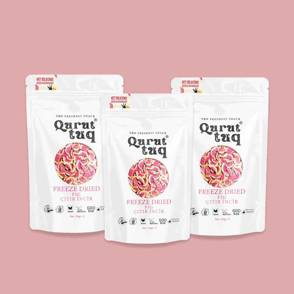 3'lü Paket Freeze Dried Dondurularak Kurutulmuş Çıtır İncir 3x20g