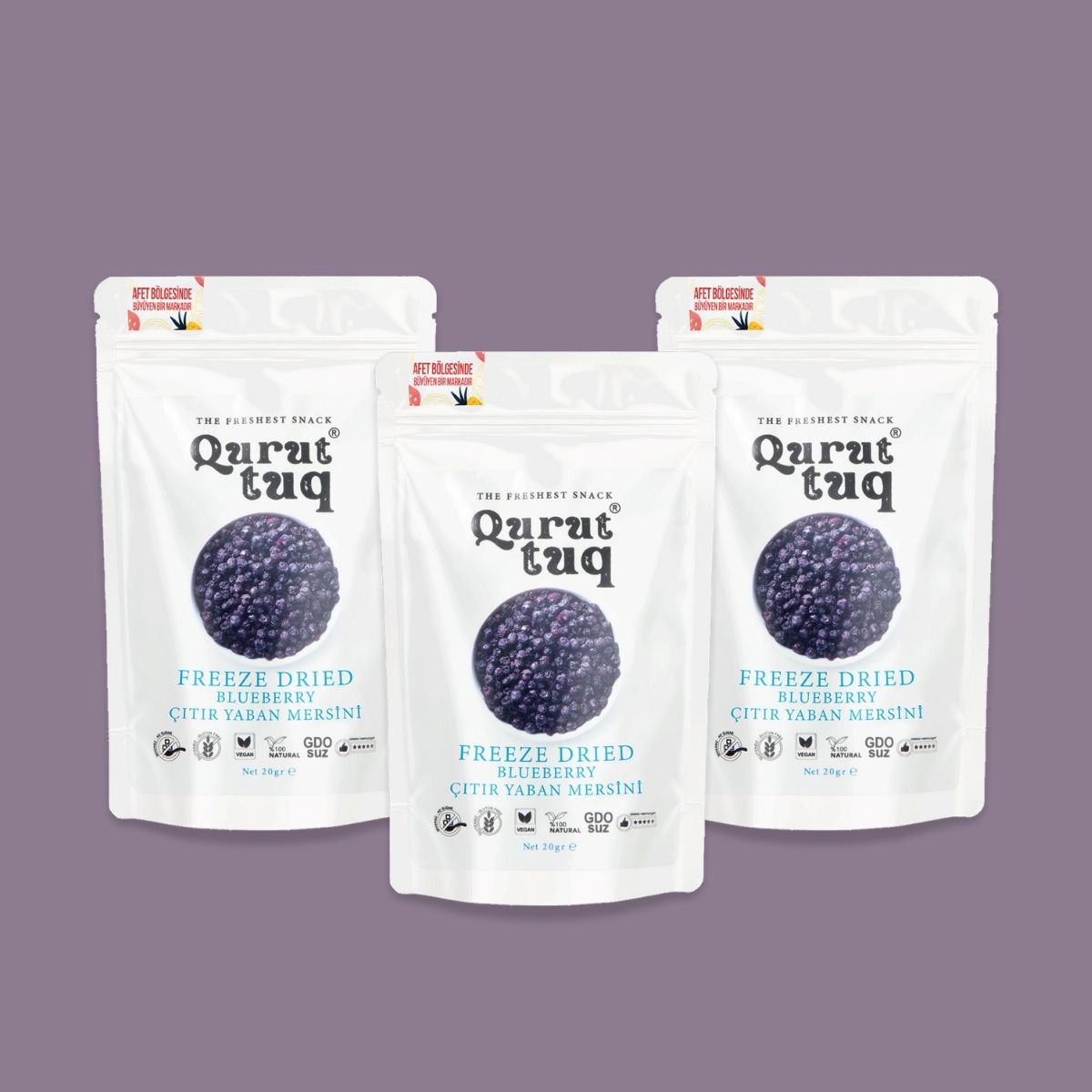 3'lü Paket Freeze Dried Dondurularak Kurutulmuş Yaban Mersini