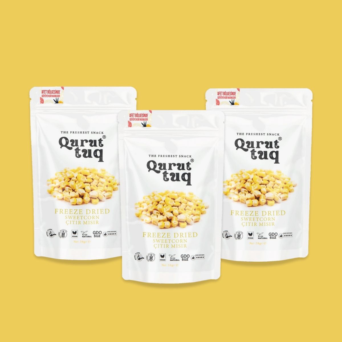 3'lü Paket Freeze Dried Dondurularak Kurutulmuş  Çıtır Mısır