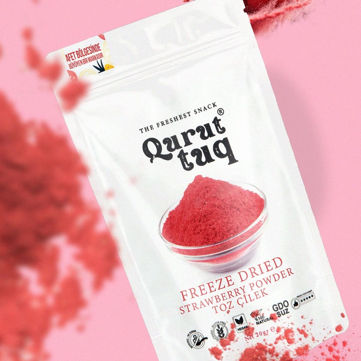 Freeze Dried-Dondurularak Kurutulmuş Toz Çilek 20g