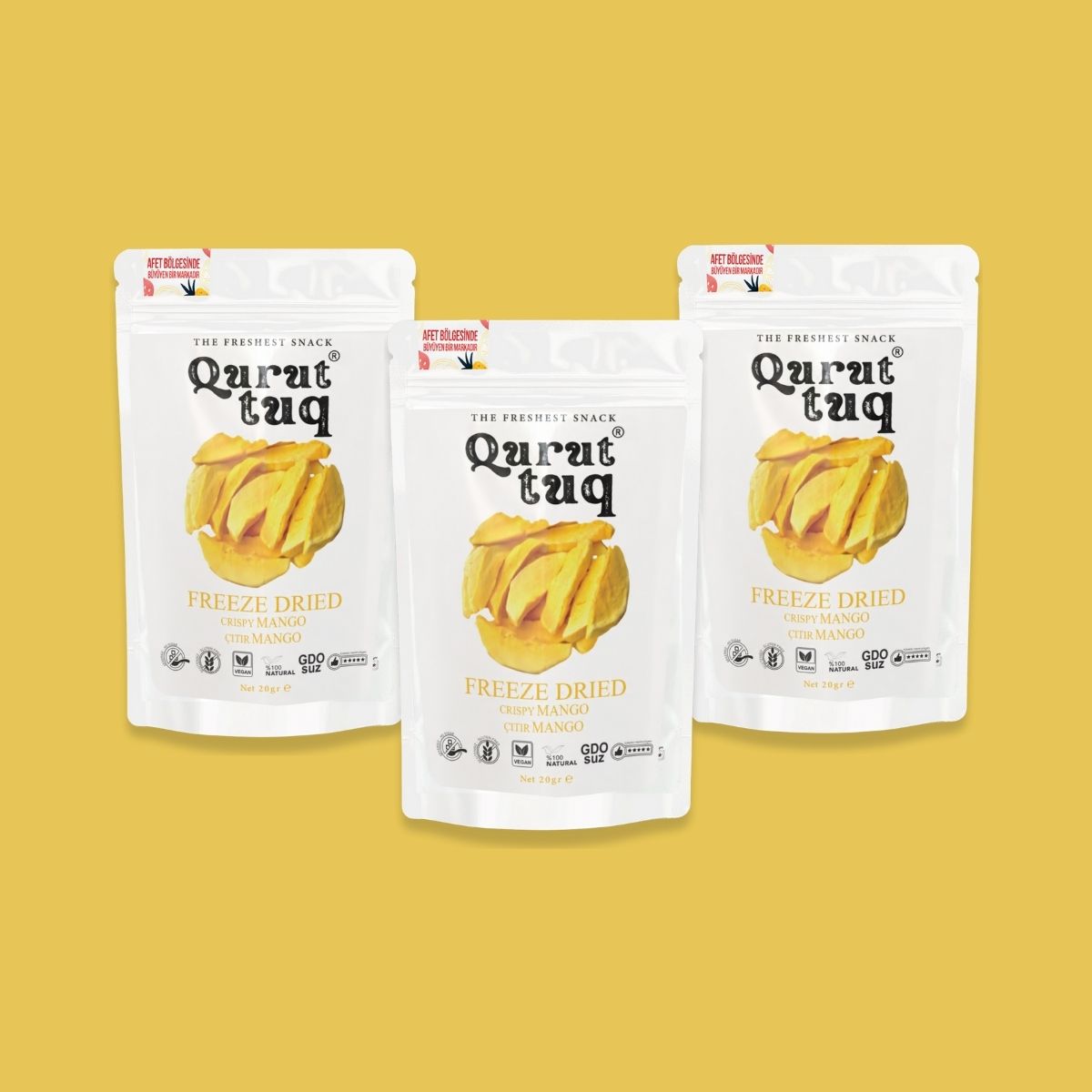 3'lü Paket Freeze Dried Dondurularak Kurutulmuş Mango 3x20g